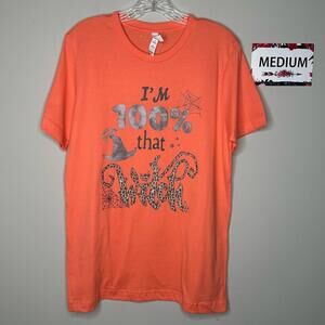 100% That Witch Medium peach orange tee shirt